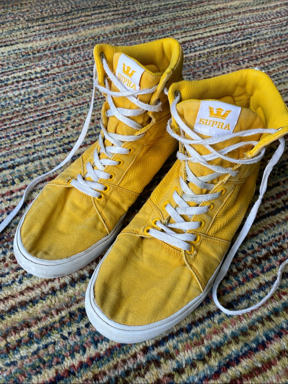 Supra Yellow High-Top Canvas Sneakers with White Laces